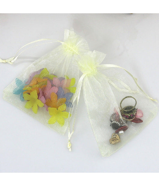 50 Veli Sacchetti Organza Tulle Per Confetti Regalo Bomboniera  Avorio       