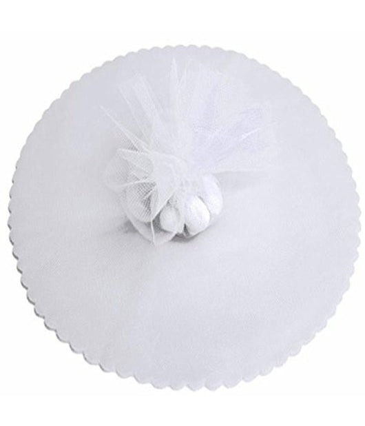 50 Veli Tulle Per Bomboniere Tondo Organza Matrimoni Battesimi Lauree Confetti  Bianco       