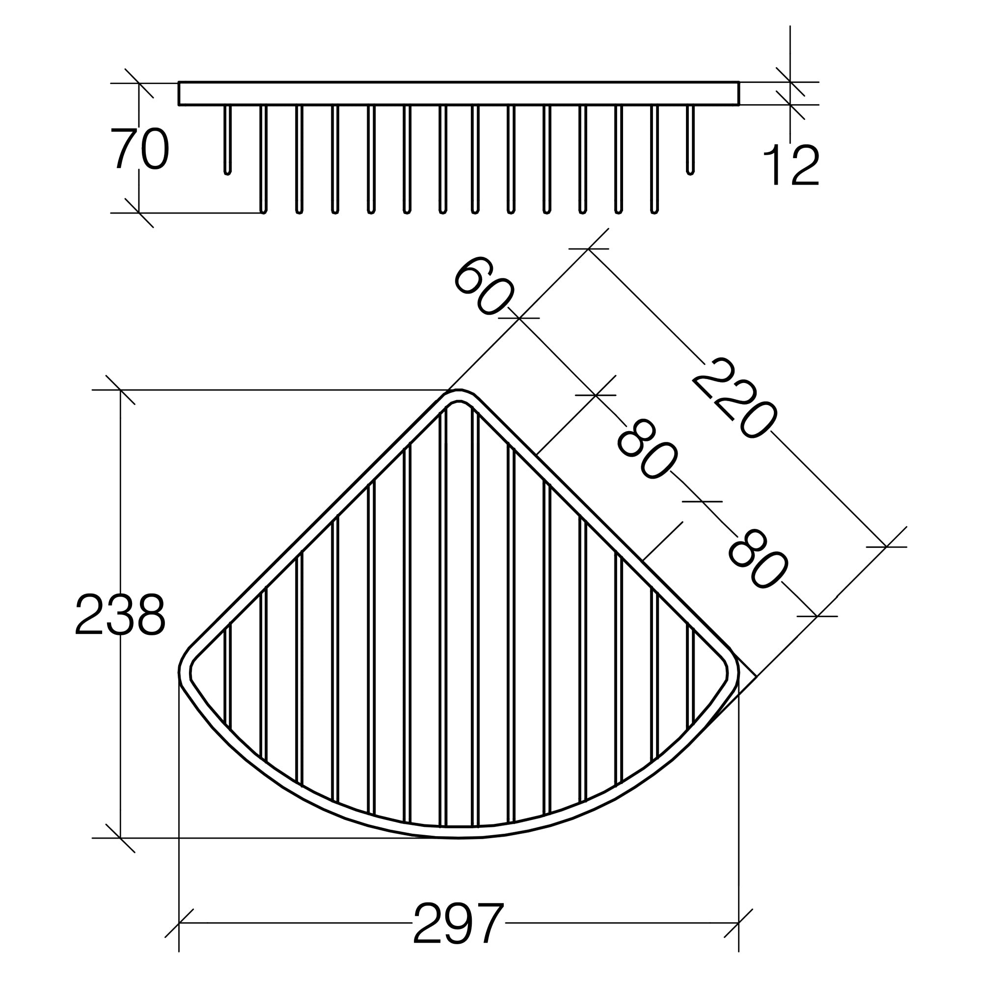 Lineabeta - Cestino portaoggetti doccia angolare Filo L.22 cm in acciaio lucido
