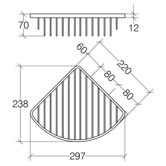 Lineabeta - Cestino portaoggetti doccia angolare Filo L.22 cm in acciaio lucido