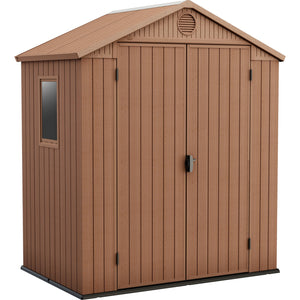 casetta keter darwin 2 porte effetto legno brown cm. 190x122x221h cod:ferx.500037