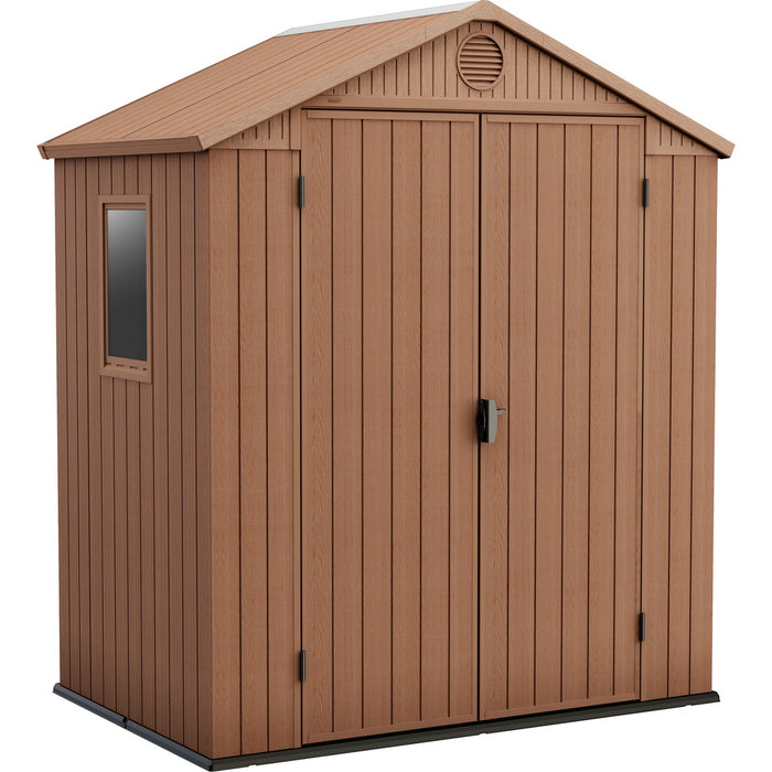 casetta keter darwin 2 porte effetto legno brown cm. 190x122x221h cod:ferx.500037