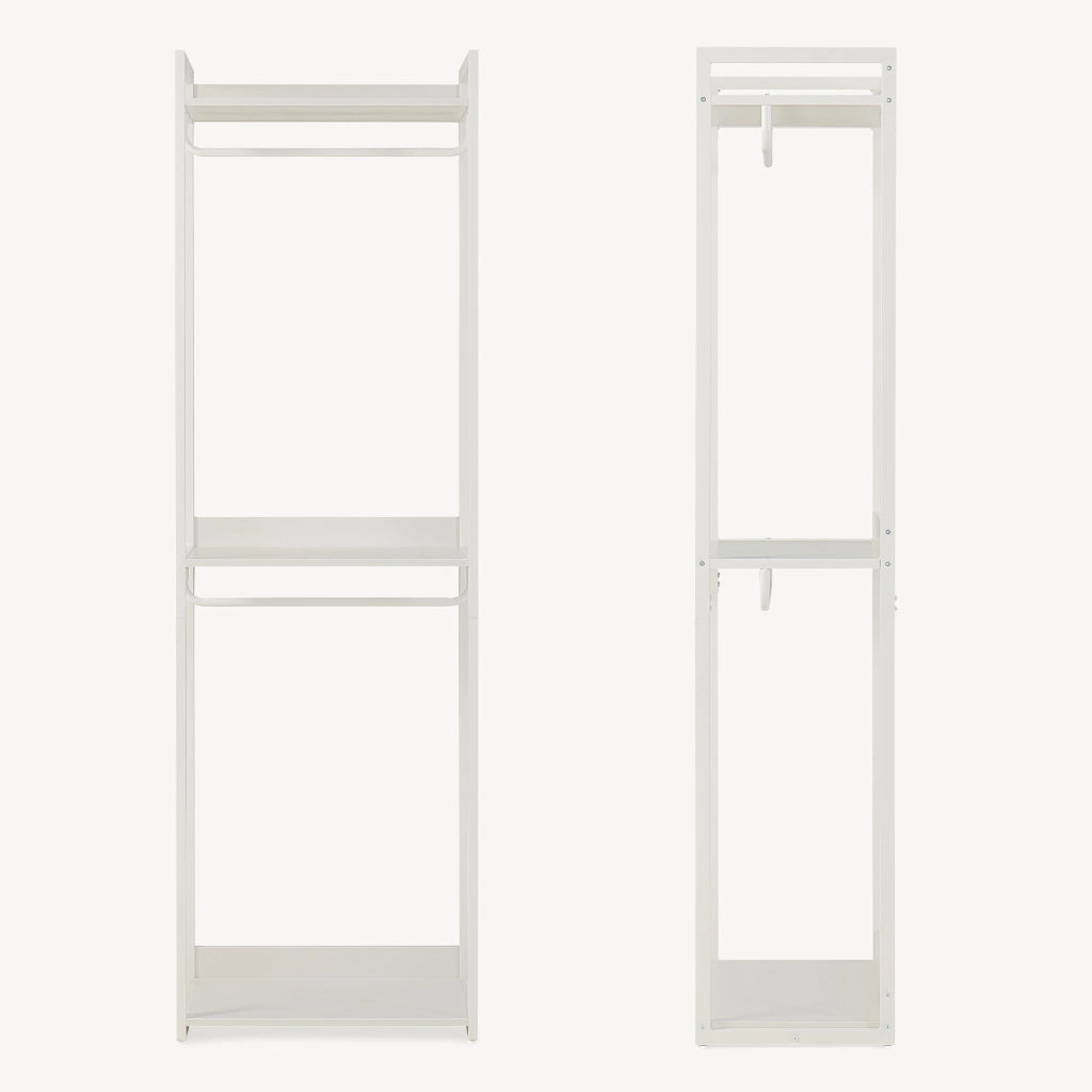 Stand Appendiabiti Jässaatka in Acciaio con Doppia Asta e 3 Ripiani 200 x 61 x 40 cm - Grigio [en.casa]