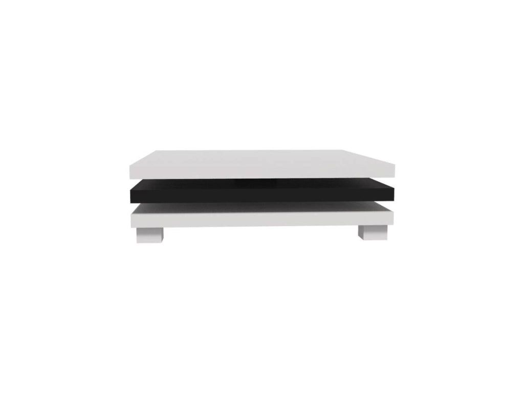 Tavolino "Elena" - 80 x 80 x 32 cm - Bianco / Nero