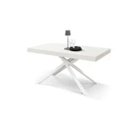 PAZZO DESIGN Tavolo Allungabile con Gambe Incrociate, Made in Italy, 140 x 90 x 74 cm, Bianco Frassinato con Gamba Bianca