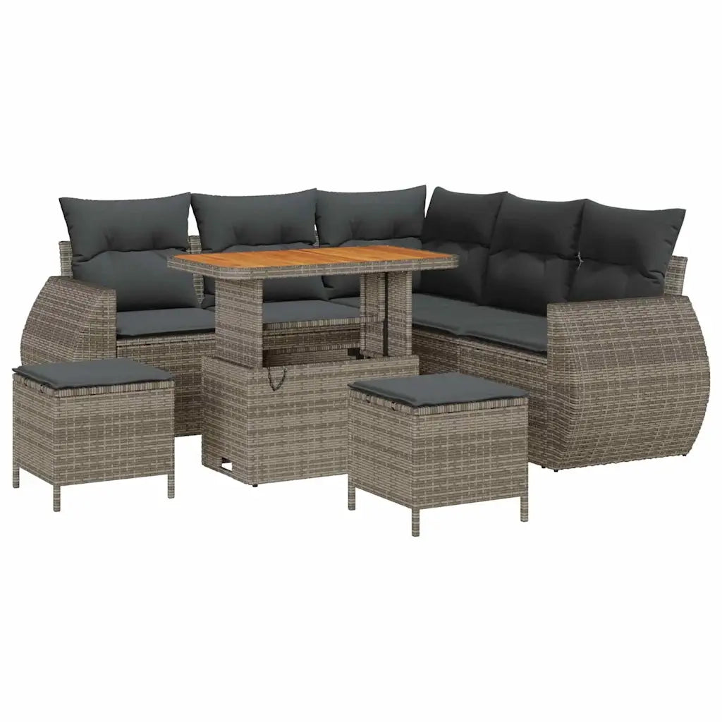 vidaXL Set Divano da Giardino con cuscino 8 pcs Grigio 90 x 55 x 71 cm