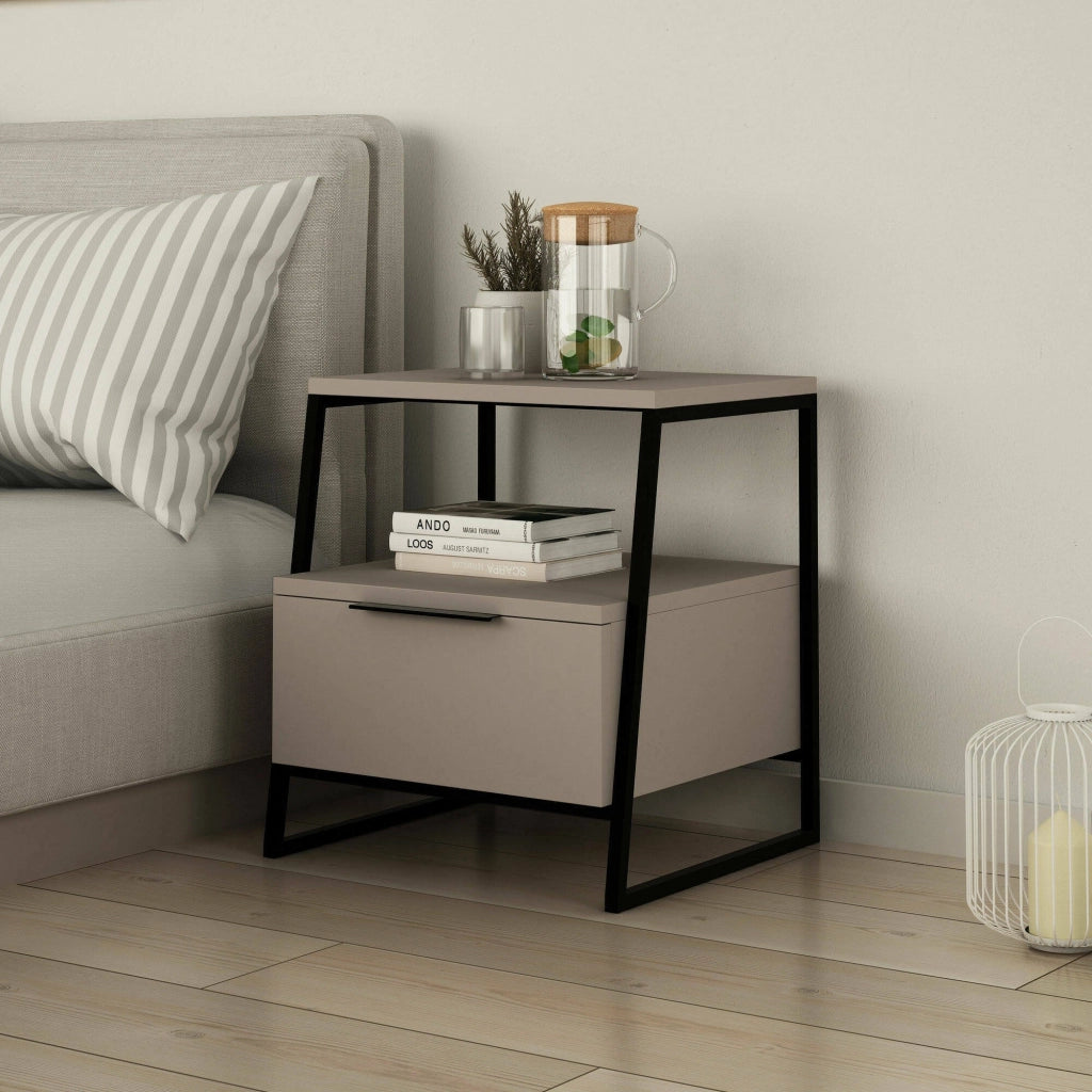 Rosita, Comodino 4 Ripiani, 45x41x50h cm Beige