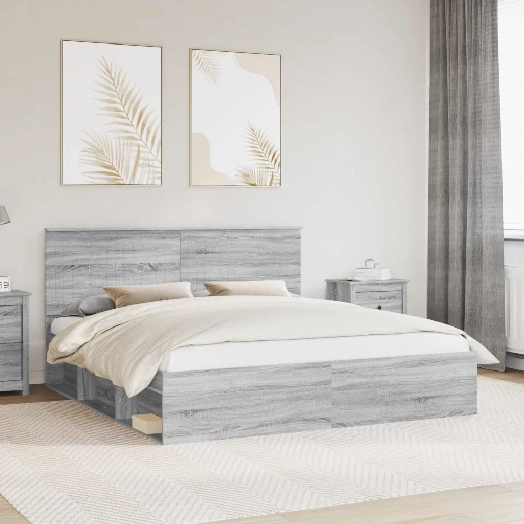 Struttura del letto Grigio Sonoma 180 x 200 cm Pino massello