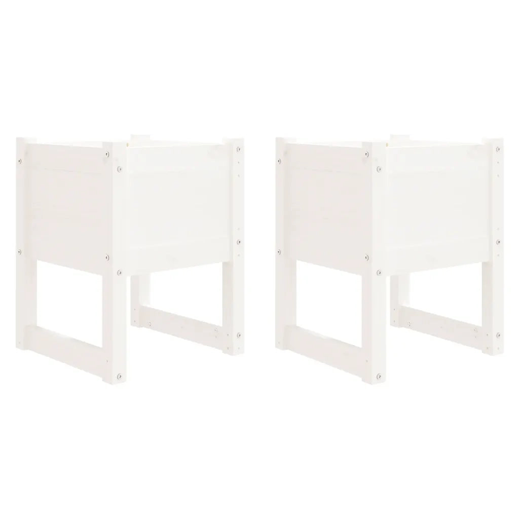 Fioriere 2 pz Bianche 40x40x52,5 cm in Legno Massello di Pino