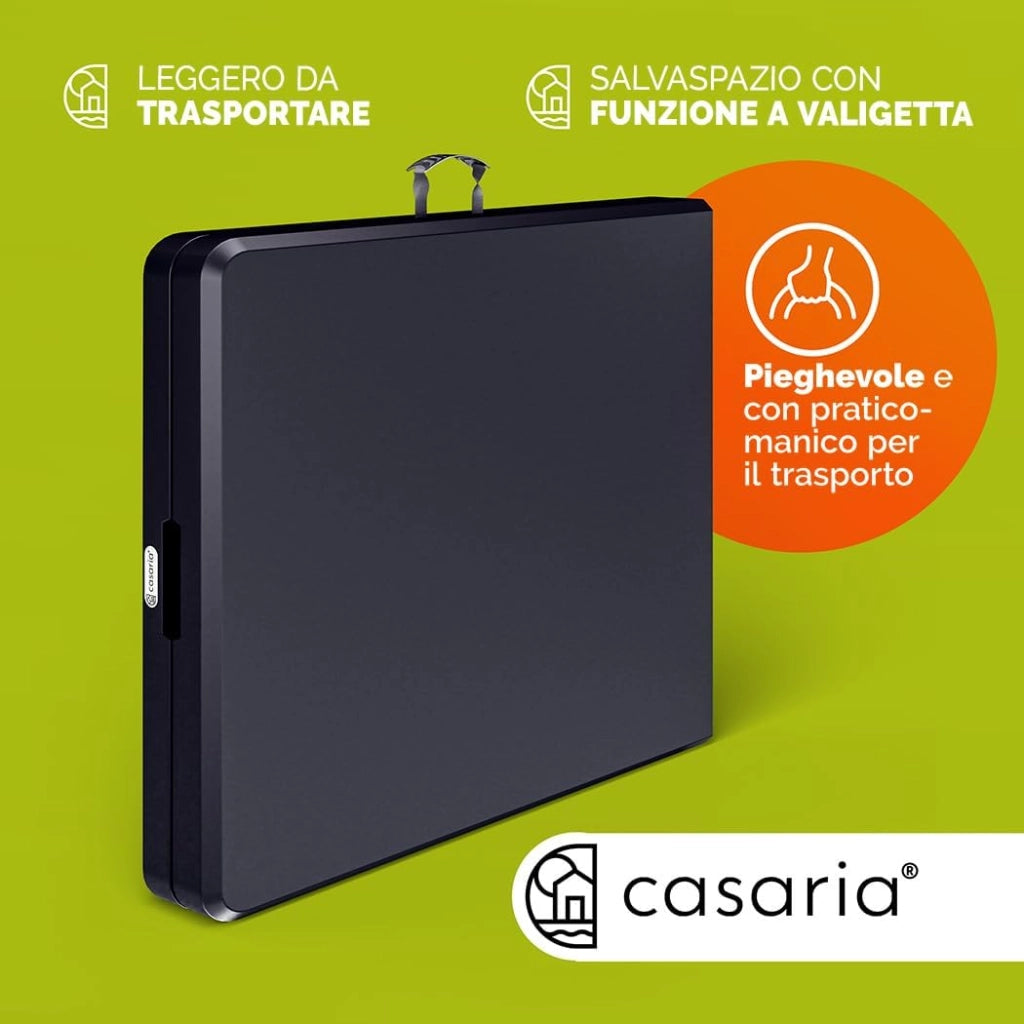 Tavolo da Giardino Portatile 183x76cm in Plastica 8 Persone Terrazza Balcone Tavolo da Campeggio Pieghevole