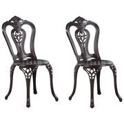 Set di 2 sedie da giardino in alluminio marrone Bistro senza braccioli da pranzo modello vintage in metallo
