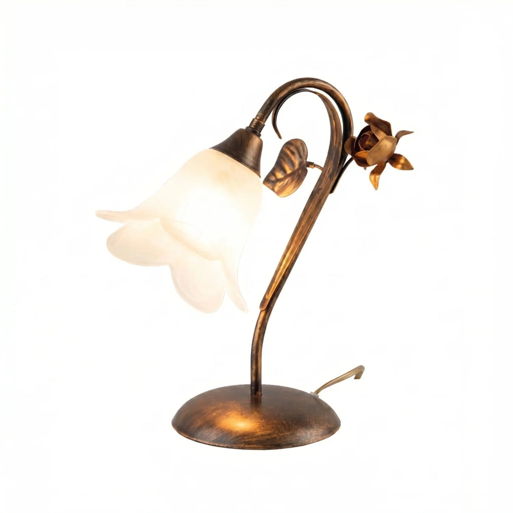 Lampada da Tavolo Cestino 1 Luce Marrone e Bianco LuceArt Classic