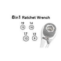 CHIAVE A CRICCHETTO REVERSIBILE 90 DENTI Cr-V 8 IN 1 DA 8mm a 19mm AIRTEC