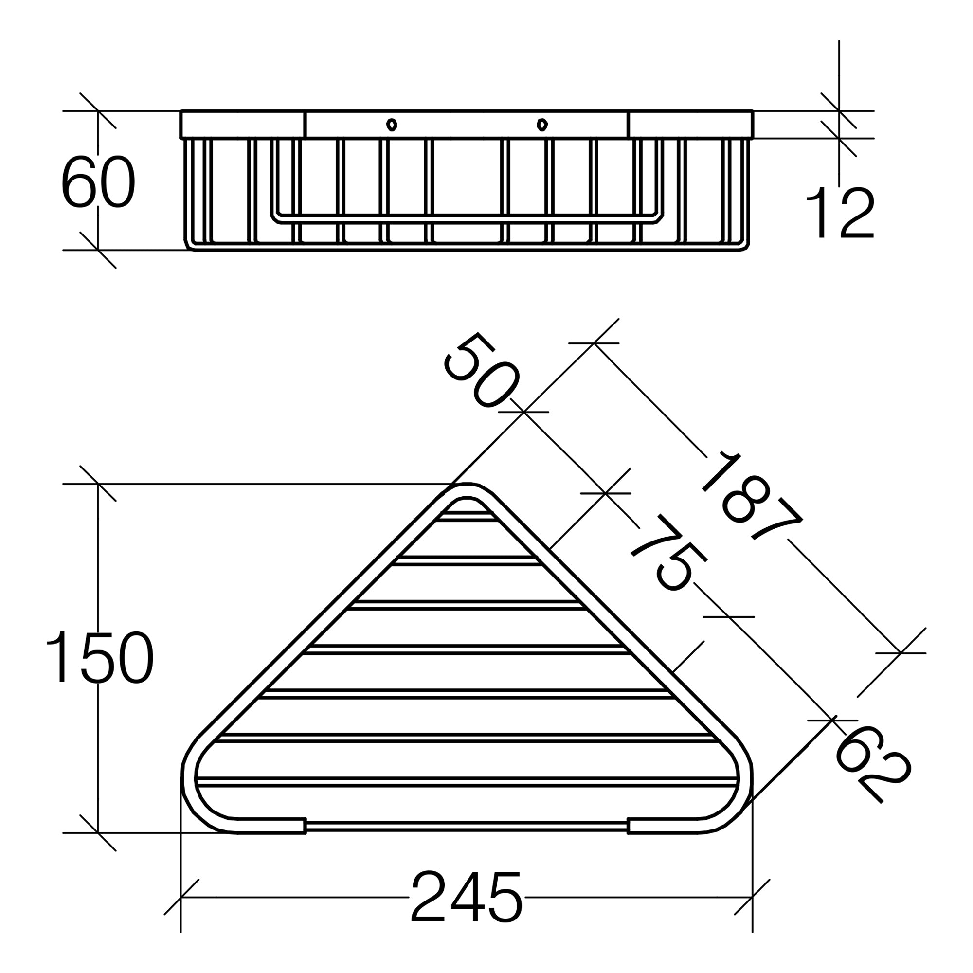 Lineabeta - Cestino portaoggetti doccia aperto angolare L.19 cm in acciaio lucido