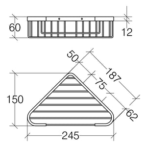 Lineabeta - Cestino portaoggetti doccia aperto angolare L.19 cm in acciaio lucido