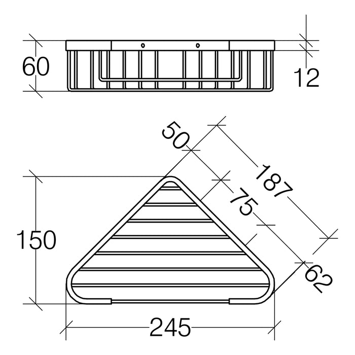 Lineabeta - Cestino portaoggetti doccia aperto angolare L.19 cm in acciaio lucido