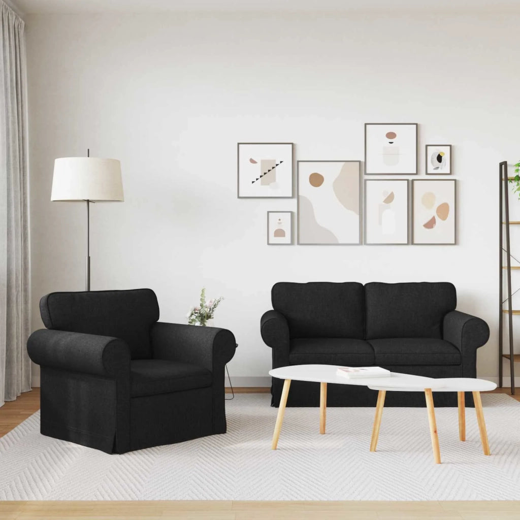 Set di divani 2 pcs Nero 155 x 82 x 80 cm Tessuto