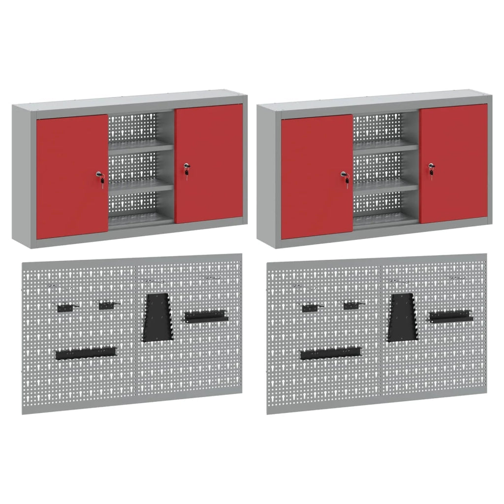 Set di armadi per attrezzi con lo scaffale 6 pcs Rosso 3321409