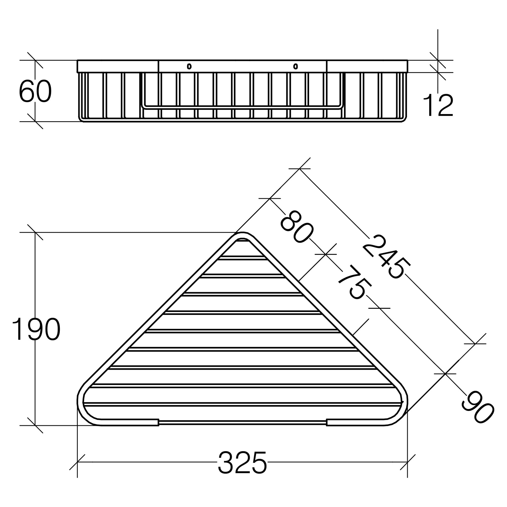 Lineabeta - Cestino portaoggetti doccia aperto angolare L.24,5 cm acciaio lucido
