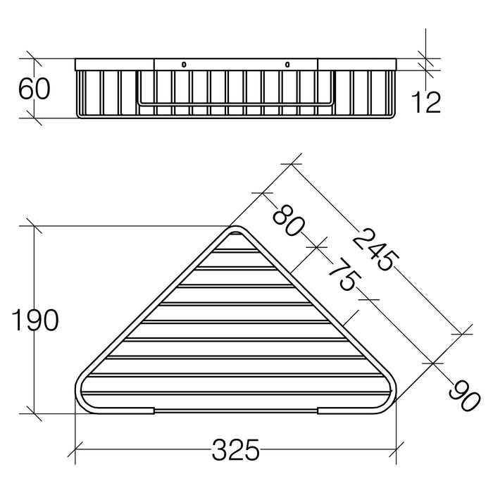 Lineabeta - Cestino portaoggetti doccia aperto angolare L.24,5 cm acciaio lucido