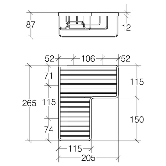 Lineabeta - Cestino portaoggetti doccia angolare L.26,5/20,5 cm in acciaio lucido