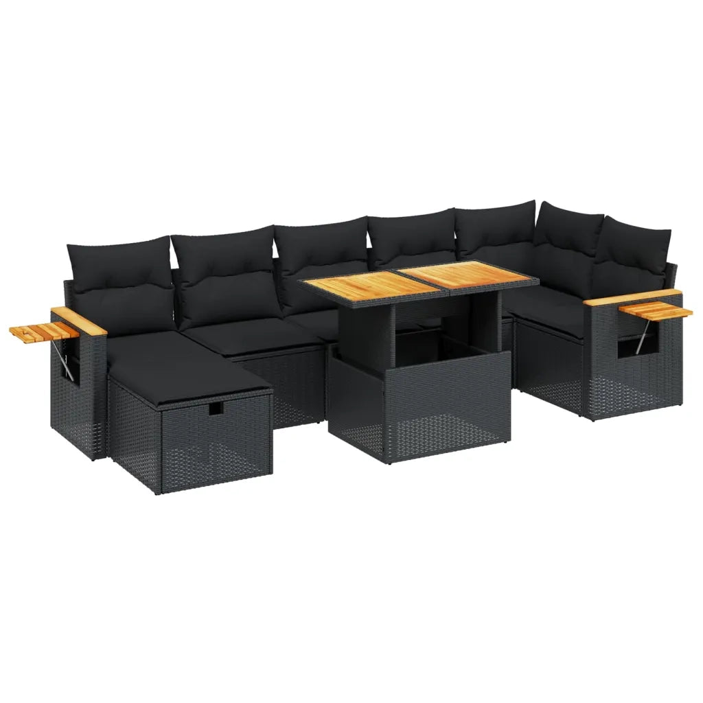 Set Divani da Giardino con Cuscini 8 pz Nero in Polyrattancod mxl 88945