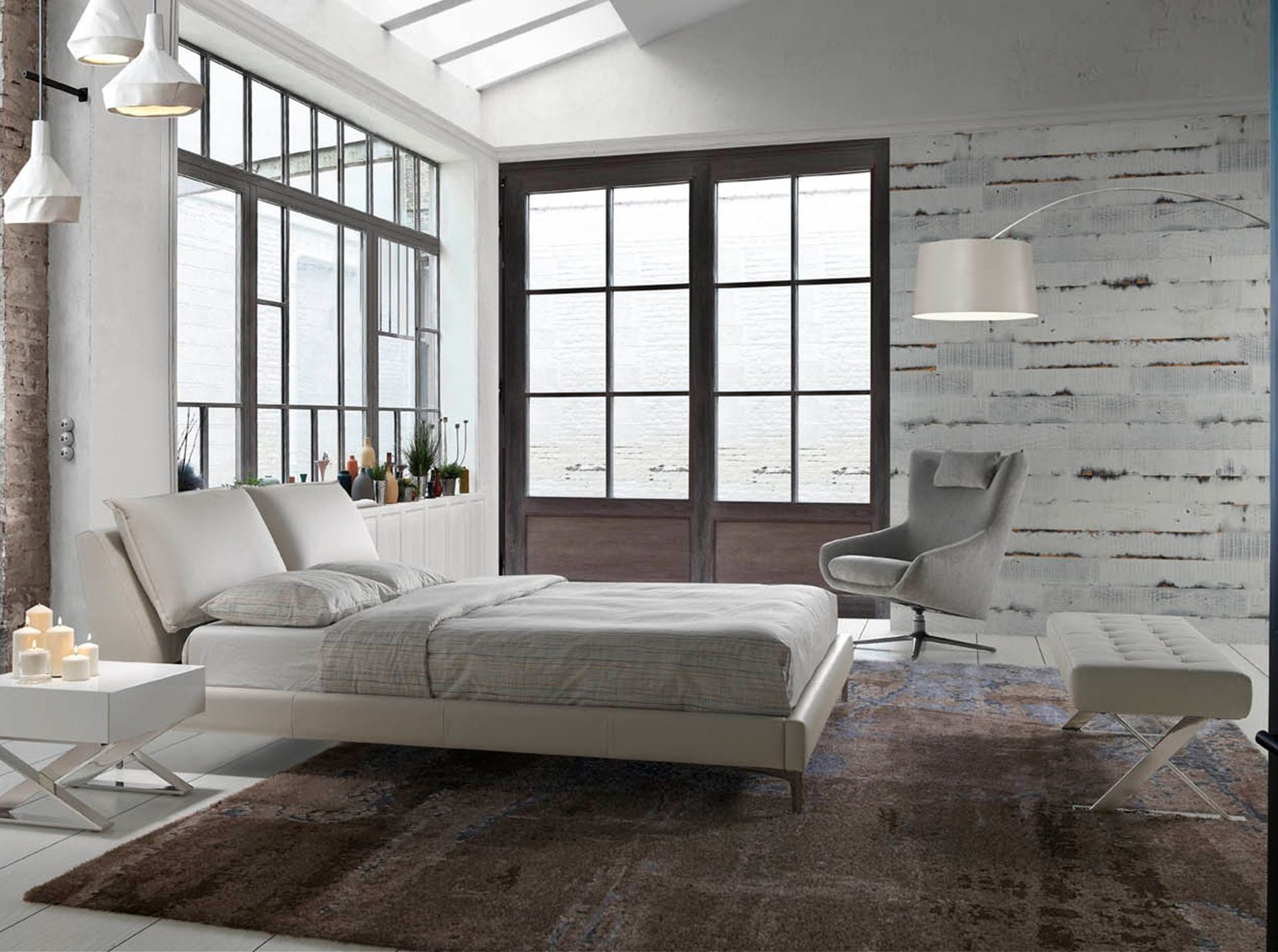 Panca in ecopelle bianca