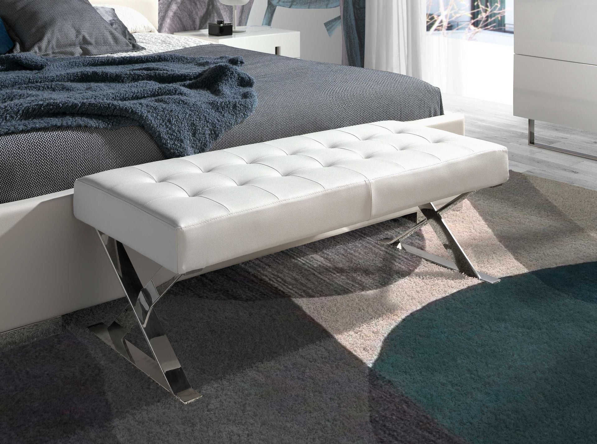 Panca in ecopelle bianca