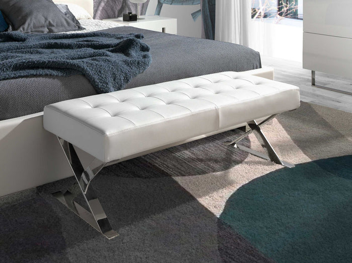 Panca in ecopelle bianca