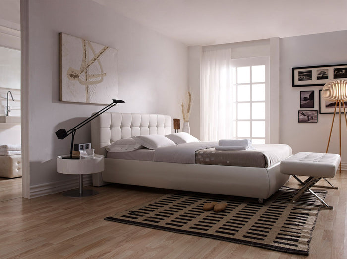 Panca in ecopelle bianca