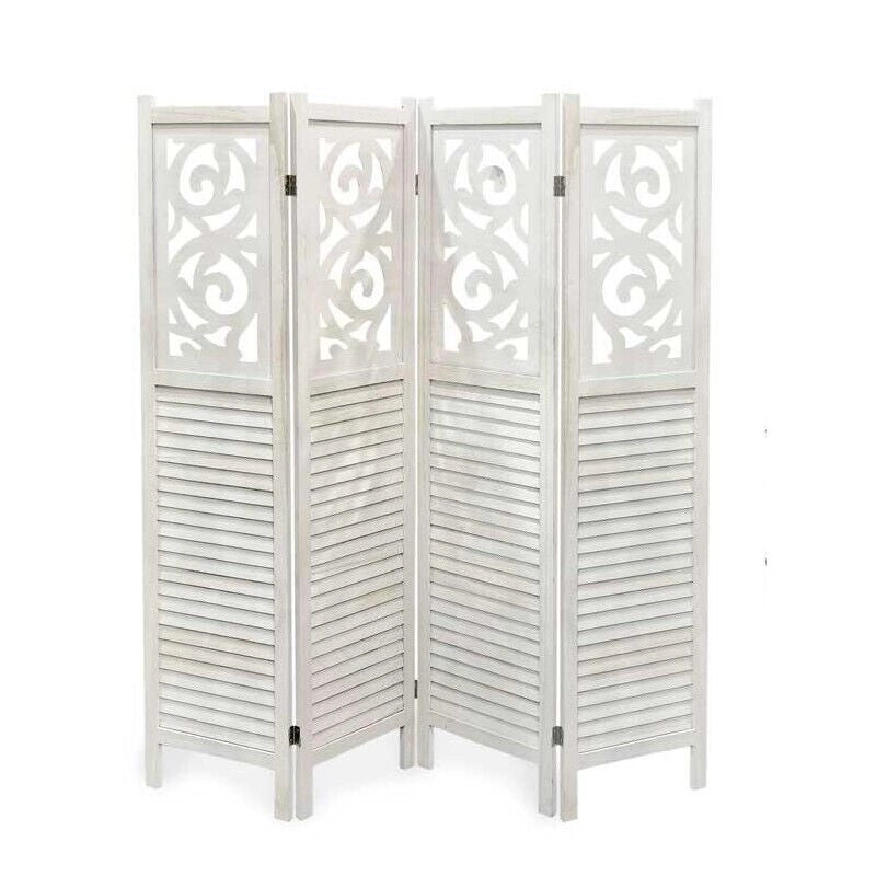 SEPARE CON 4 PANNELLI DA 40 CM IN LEGNO 160X170 CM COLORE BIANCO
