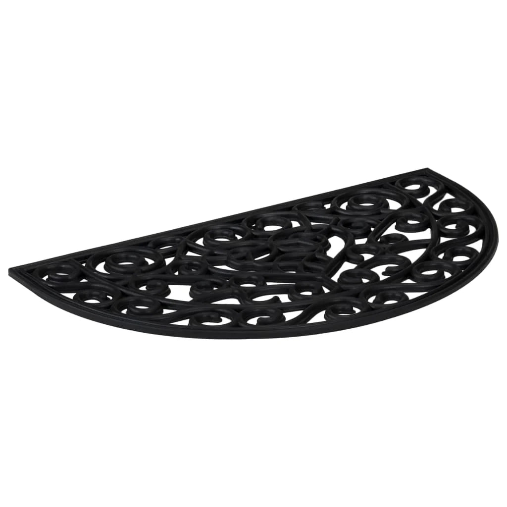 Zerbino semicircolare 45 x 75 cm antiscivolo resistente per interni/esterni in gomma nera 02_0046195