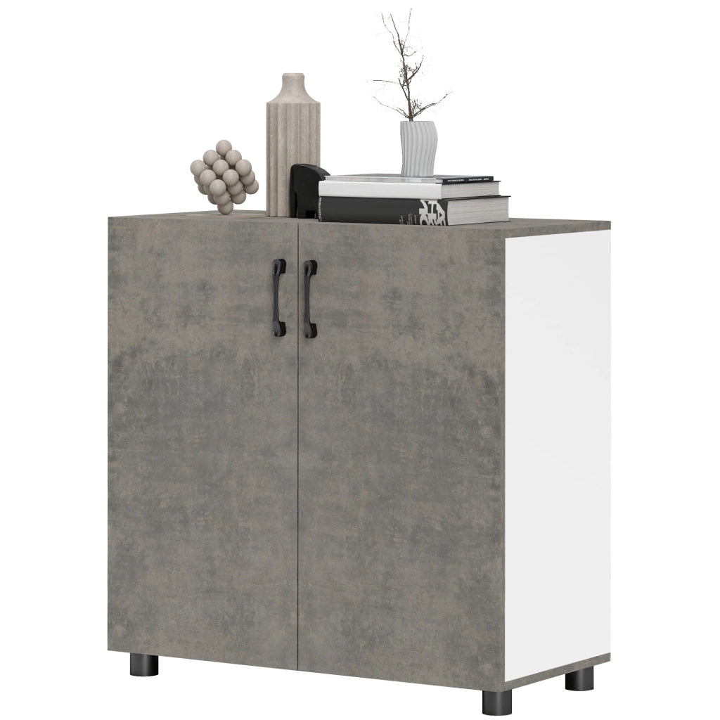 Consolle per Ingresso con Ripiano e Ante ¨C zephmum ¨C Grigio Cemento 80x37x80 cm