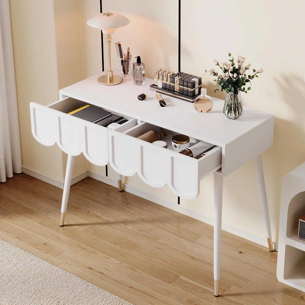 Tavolo da trucco con 2 cassetti - Xylo - Bianco, 100¡Á40¡Á76 cm