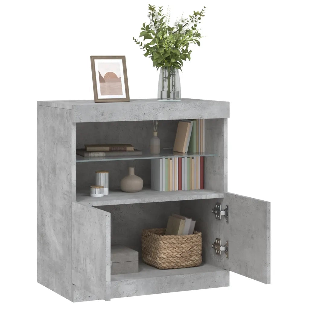 Credenza | Madia | Buffet da pranzo | Armadio da pranzo con Luci LED Grigio Cemento 60x37x67 cm