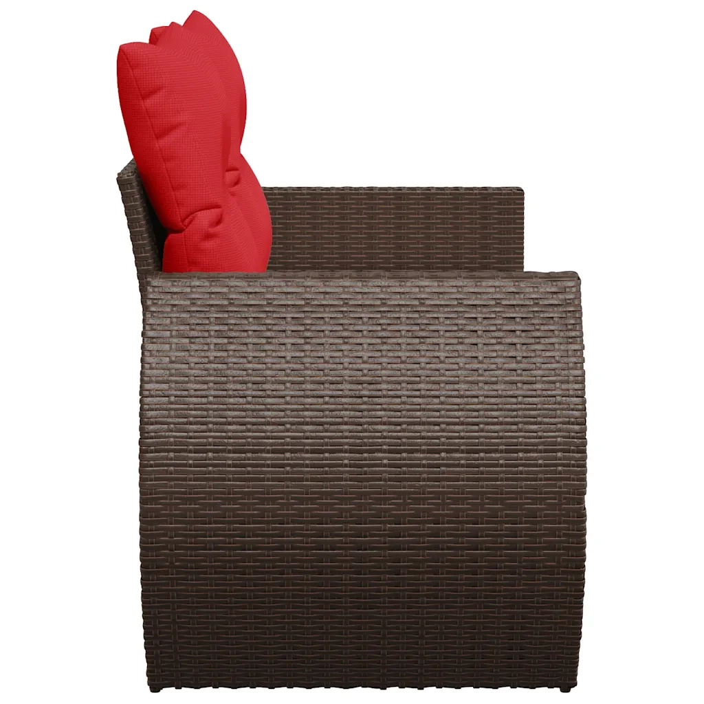 vidaXL Divano da giardino con cuscini a 2 posti marrone in polyrattan