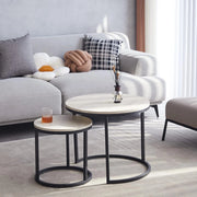 GrandCA HOME Set di 2 Tavolini Impilabili Tavolini Sovrapponibili con Gambe in Metallo, Tavolini da Caffè per Soggiorno,Bianco