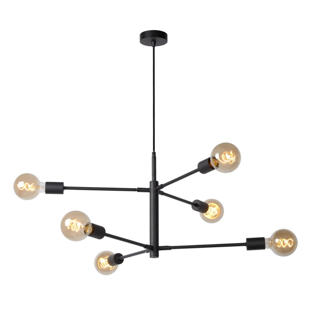 Lucide Lester lampadario nero 6xE27 dimmerabile max 40W