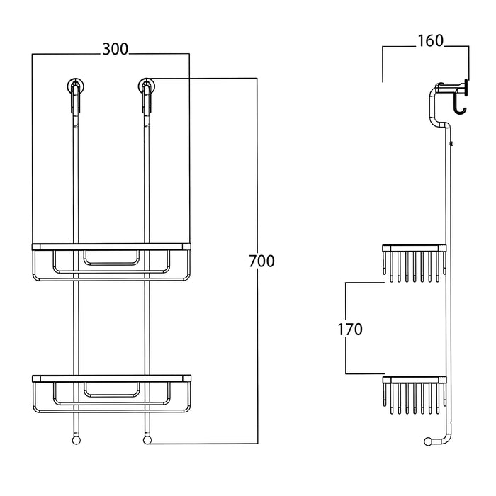 Lineabeta - Cestino portaoggetti doccia doppio appendibile bianco opaco