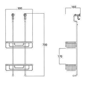 Lineabeta - Cestino portaoggetti doccia doppio appendibile nero opaco