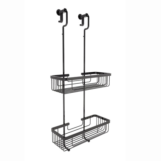 Lineabeta - Cestino portaoggetti doccia doppio appendibile nero opaco
