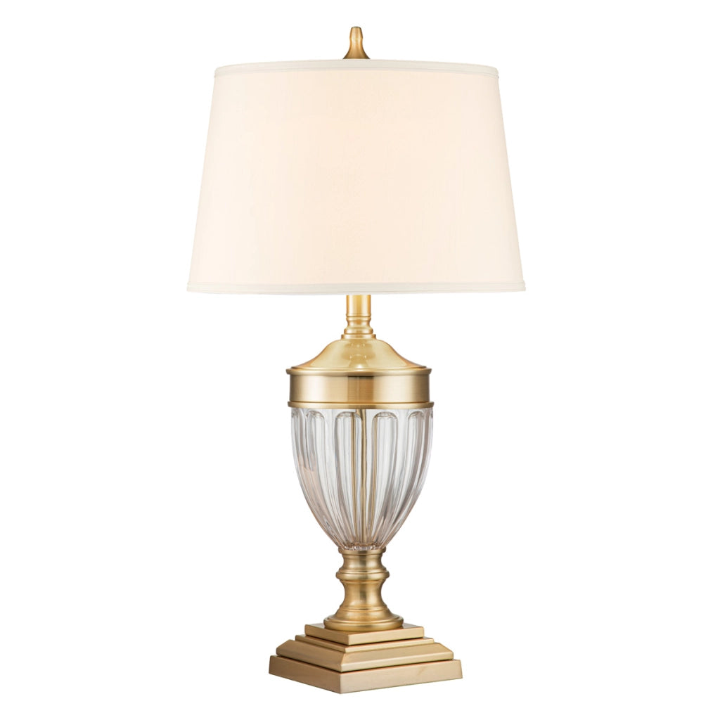 Lampada tavolo Dennison ottone crema E27 60W Quoizel