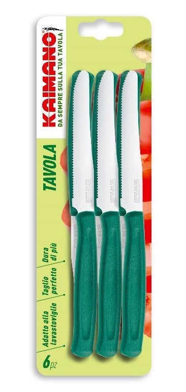 Set 6 Coltelli da Tavola con Lama Seghettata Verde Brillante Kaimano