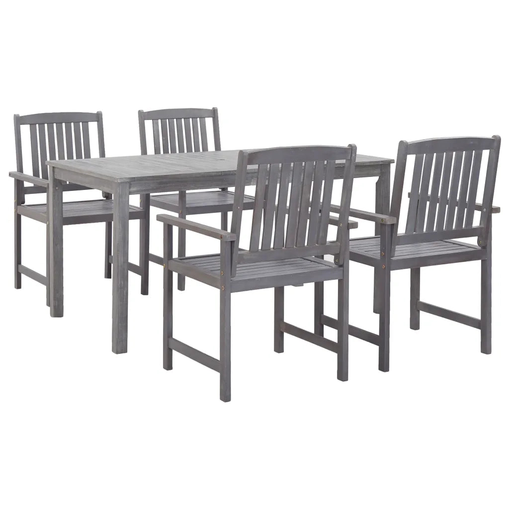 Set da Pranzo da Giardino 5 pz Grigio Legno Massello di Acacia