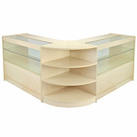 Set Orion con 3 Banconi da Negozio e Reception con Finitura in Acero Laminato