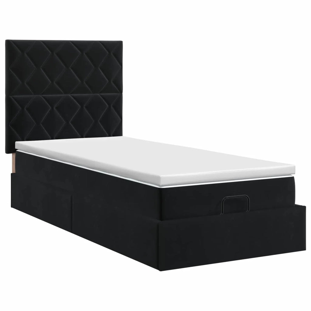 Letto ottomano con materasso Nero 80 x 200 cm Velluto 3457757
