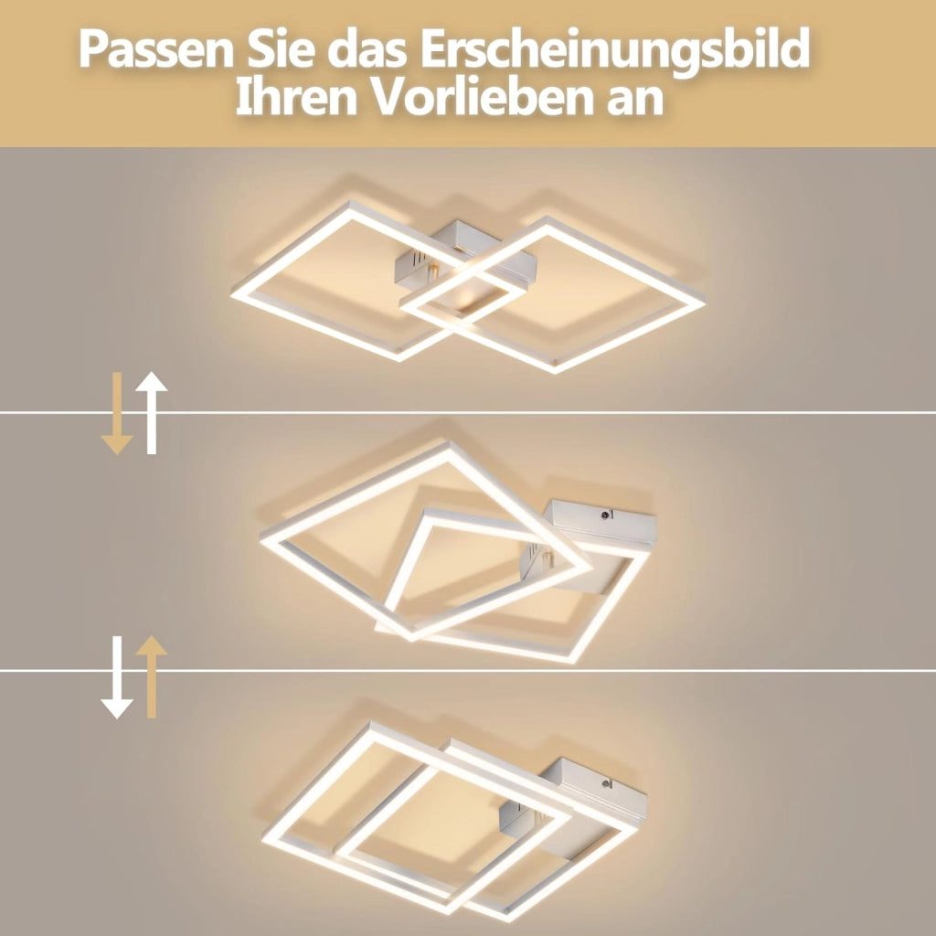 ZMH Plafoniera LED argento 24W 3000K moderna plafoniera quadrata per soggiorno camera da letto corridoio o ufficio