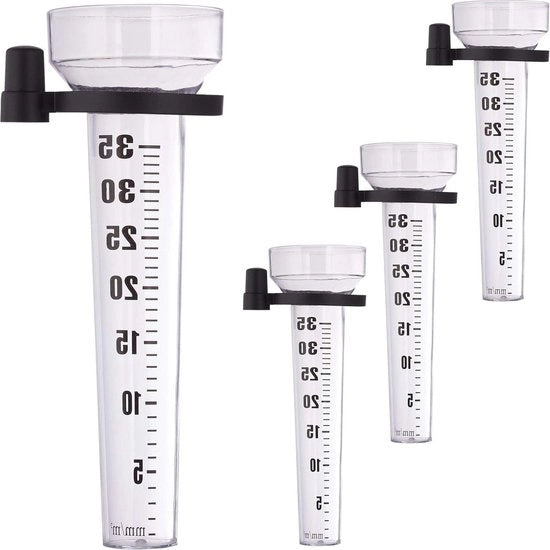 Set di Registrazione della Pioggia da 2 pezzi con Supporto - Misuratore della Pioggia per il Giardino 35 mm/m² Resistente alle Intemperie Kunststof Transparante