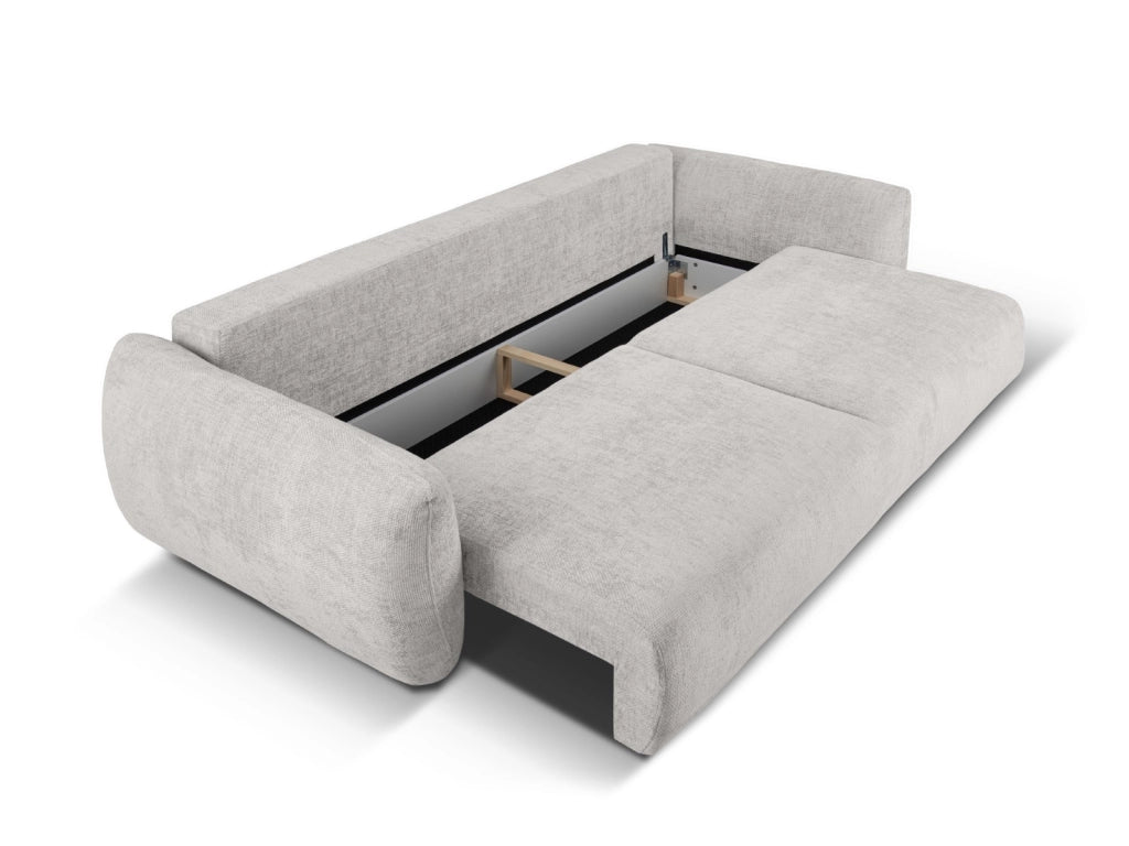 Cosmopolitan Design - Divano convertibile con contenitore "Matera" 3 posti in ciniglia grigio chiaro 