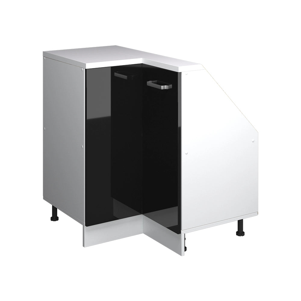 Mobile cucina angolare per sottotetto R-Line Nero lucido/Bianco 75.6 cm con 1 porta Vicco